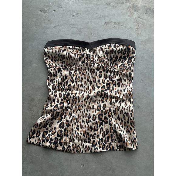 Forever 21 Women’s Leopard Satin Effect Strapless Tube Top Size Small - Picture 1 of 7